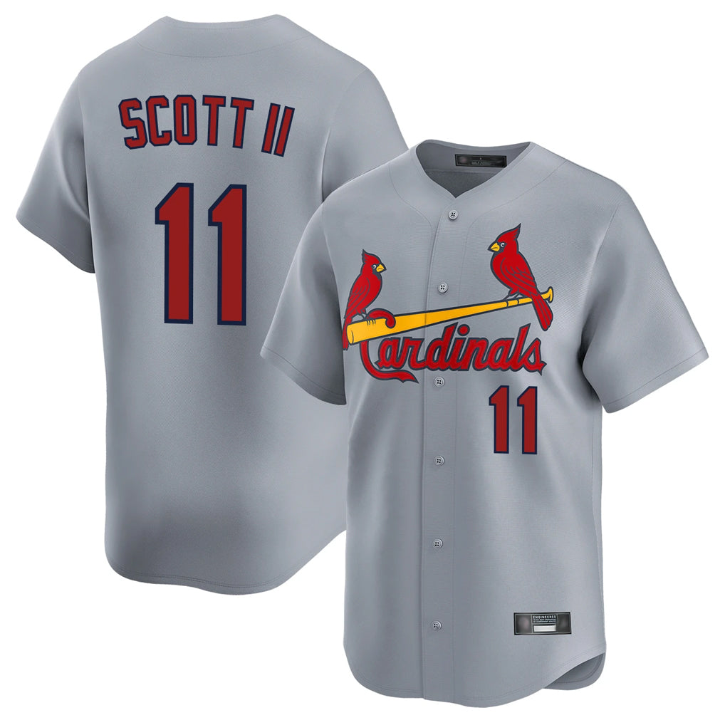 Silnrao St. Louis Cardinals #11 Victor Scott II Player Gray Home Limited Stitched Jerseys