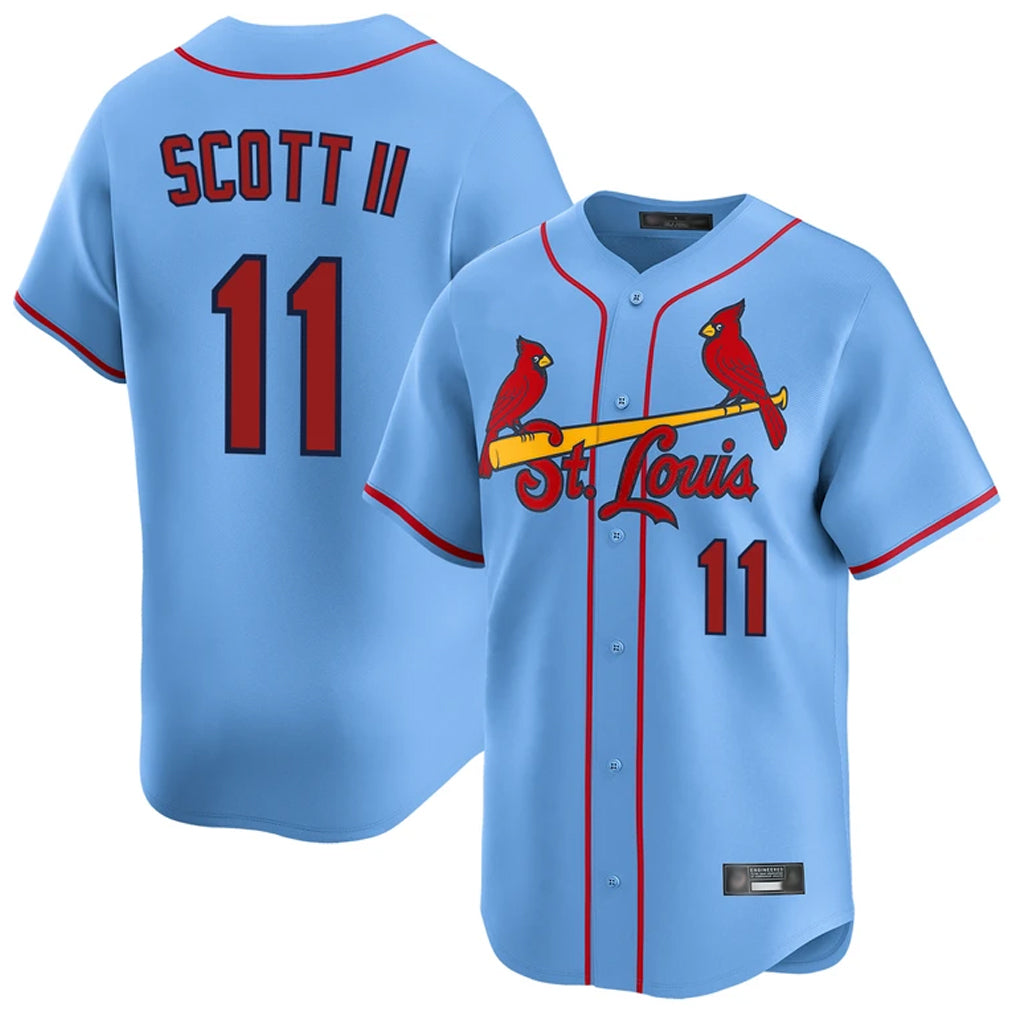 Silnrao St. Louis Cardinals #11 Victor Scott II Player Light Blue Home Limited Stitched Jerseys