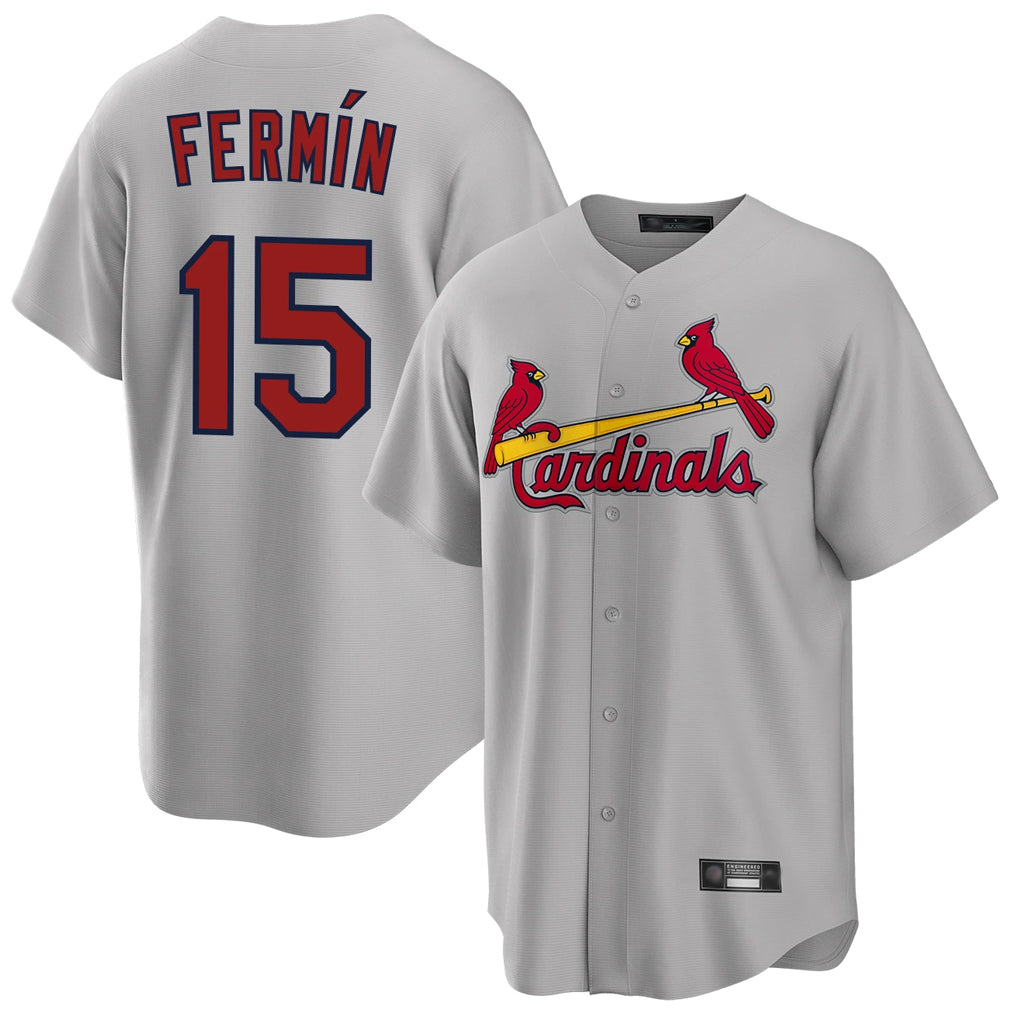 Silnrao St. Louis Cardinals #15 Jose Fermin Player Gray Home Game Stitched Jerseys