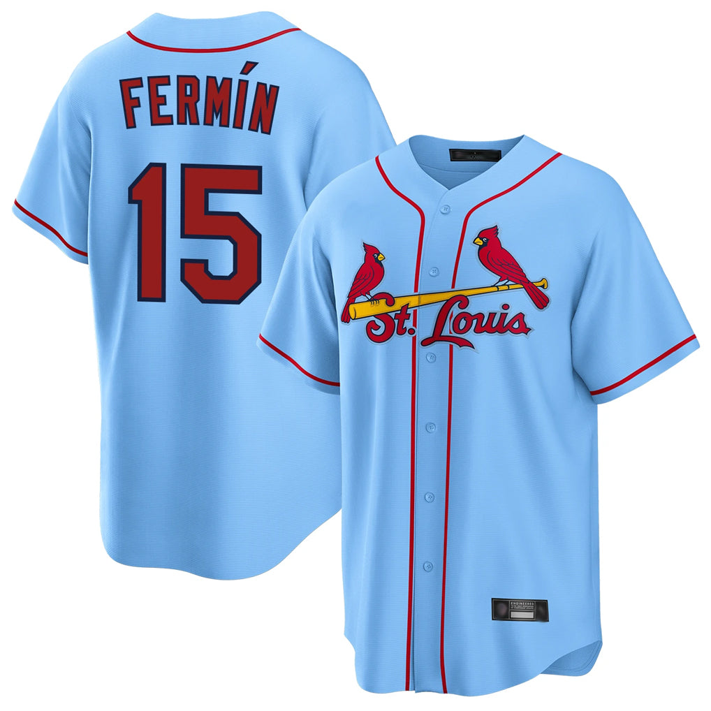 Silnrao St. Louis Cardinals #15 Jose Fermin Player Light Blue Home Game Stitched Jerseys
