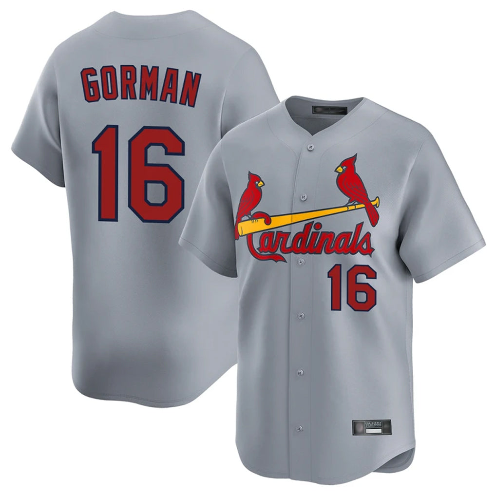 Silnrao St. Louis Cardinals #16 Nolan Gorman Player Gray Home Limited Stitched Jerseys