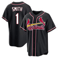 Silnrao St. Louis Cardinals #1 Ozzie Smith Player Black Carbon Fashio Game Stitched Jerseys