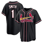 Silnrao St. Louis Cardinals #1 Ozzie Smith Player Black Carbon Fashio Game Stitched Jerseys