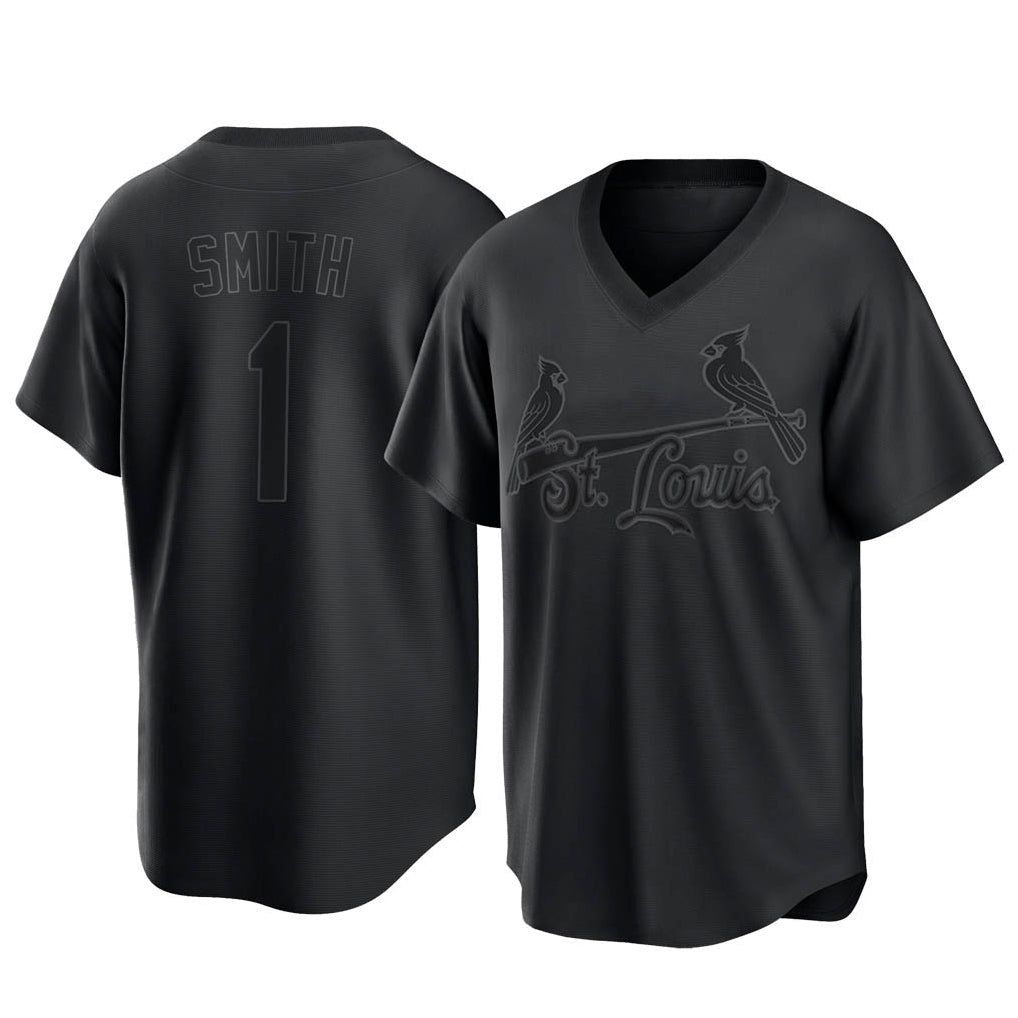 Silnrao St. Louis Cardinals #1 Ozzie Smith Player Black City Connect T-shirt Stitched Jerseys