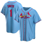 Silnrao St. Louis Cardinals #1 Ozzie Smith Player Light Blue Home Game Stitched Jerseys