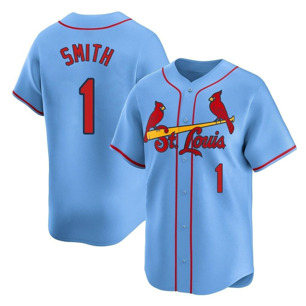 Silnrao St. Louis Cardinals #1 Ozzie Smith Player Light Blue Home Limited Stitched Jerseys