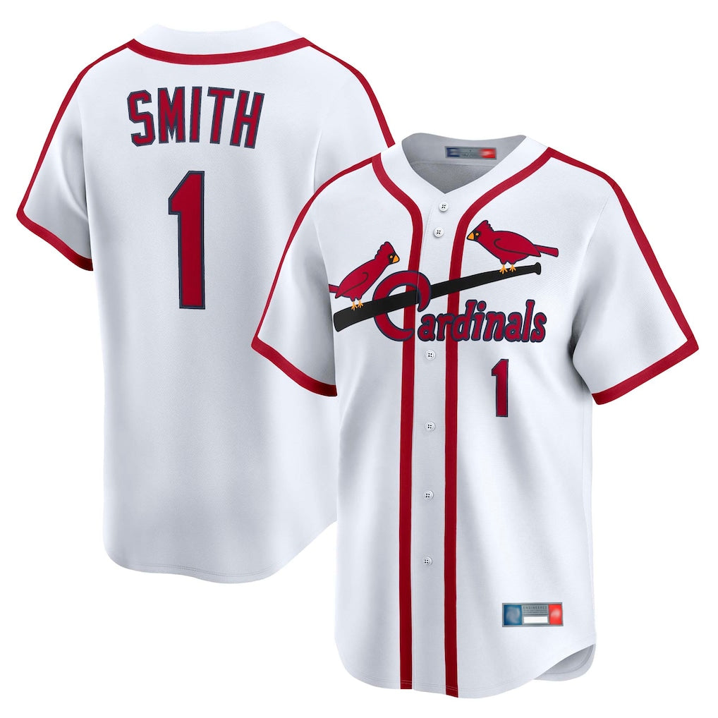 Silnrao St. Louis Cardinals #1 Ozzie Smith Player White Throwback Cooperstown Collection Limited Stitched Jerseys