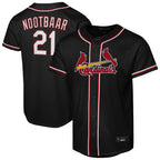 Silnrao St. Louis Cardinals #21 Lars Nootbaar Player Black Carbon Fashio Game Stitched Jerseys