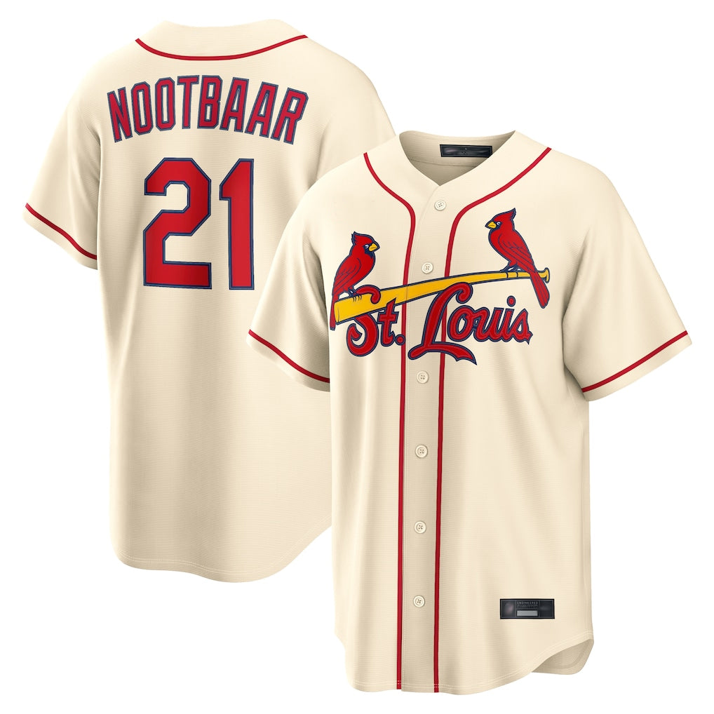 Silnrao St. Louis Cardinals #21 Lars Nootbaar Player Cream Home Game Stitched Jerseys