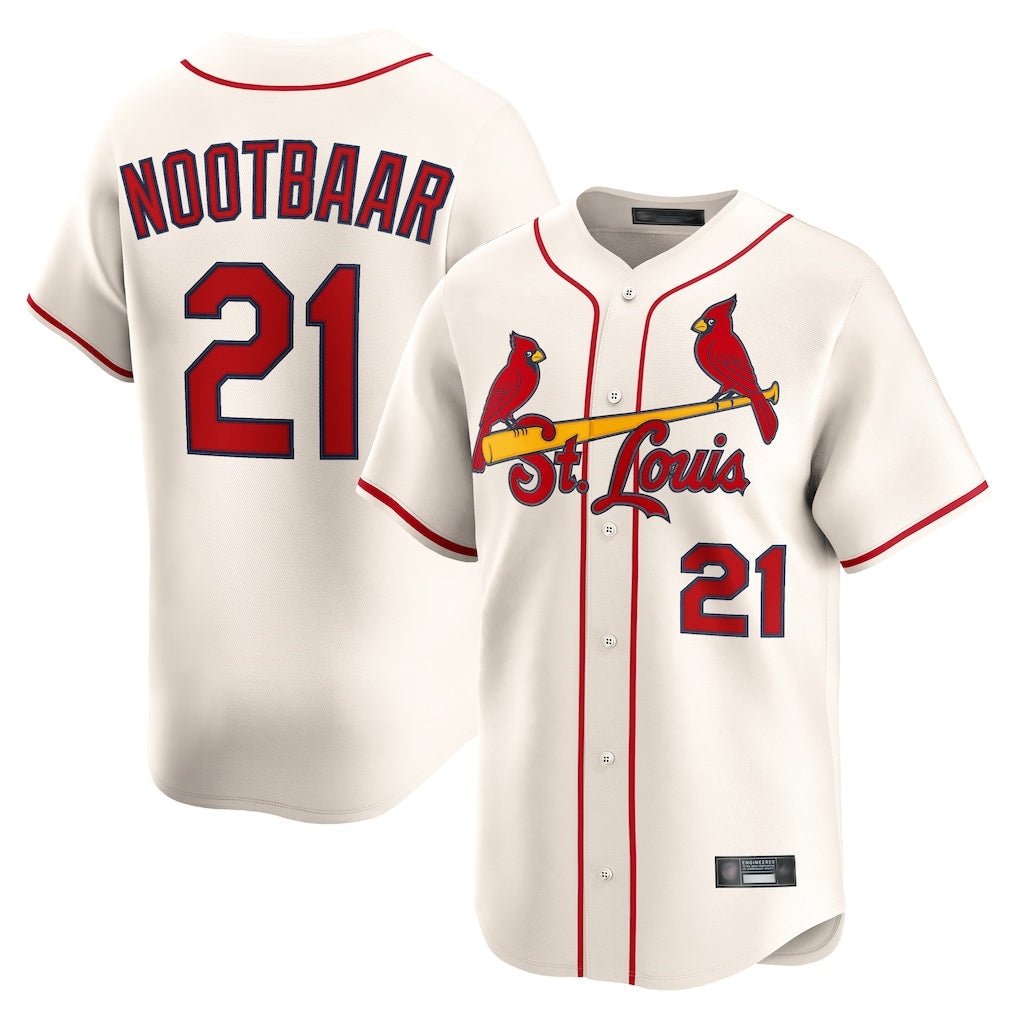 Silnrao St. Louis Cardinals #21 Lars Nootbaar Player Cream Home Limited Stitched Jerseys