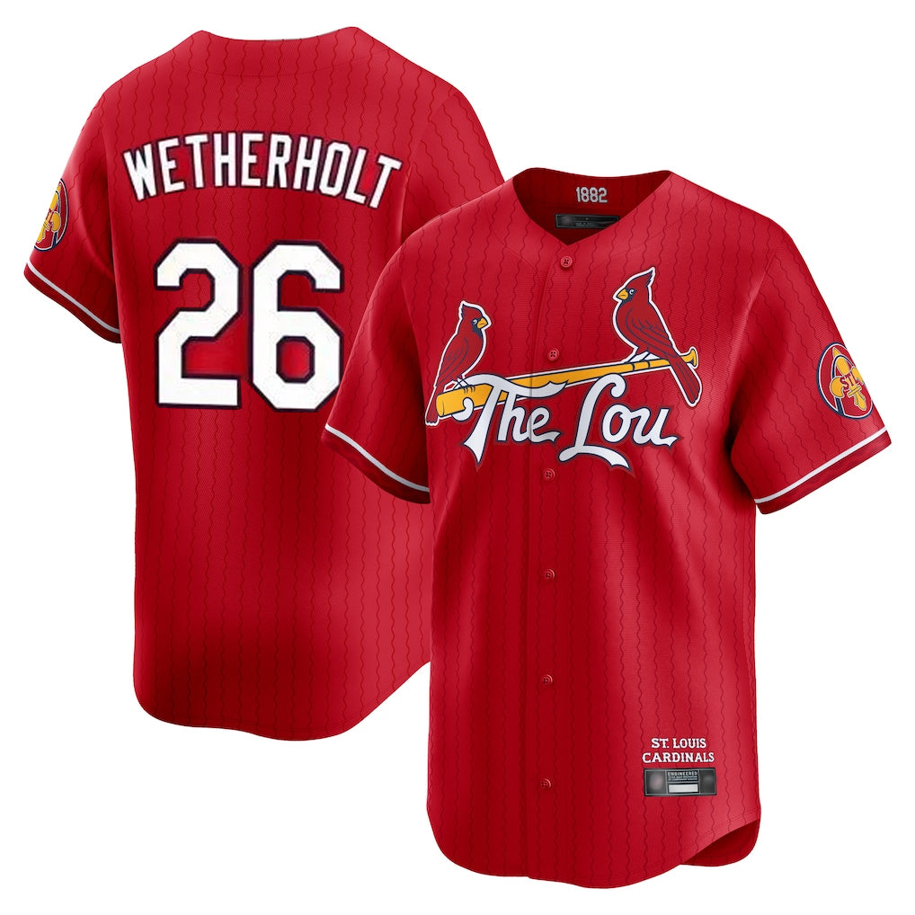Silnrao St. Louis Cardinals #26 JJ Wetherholt Player Red City Connect Limited Stitched Jerseys
