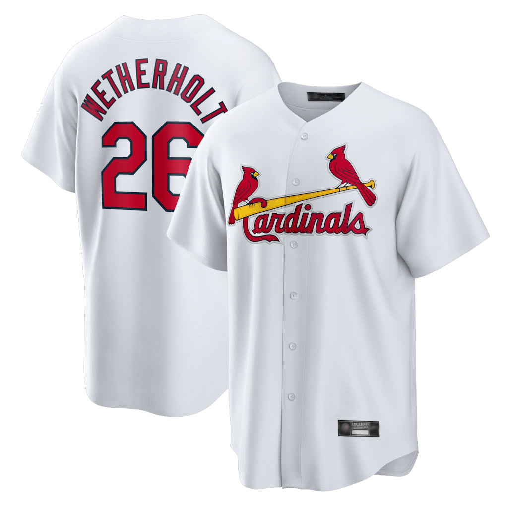 Silnrao St. Louis Cardinals #26 JJ Wetherholt Player White Home Game Stitched Jerseys