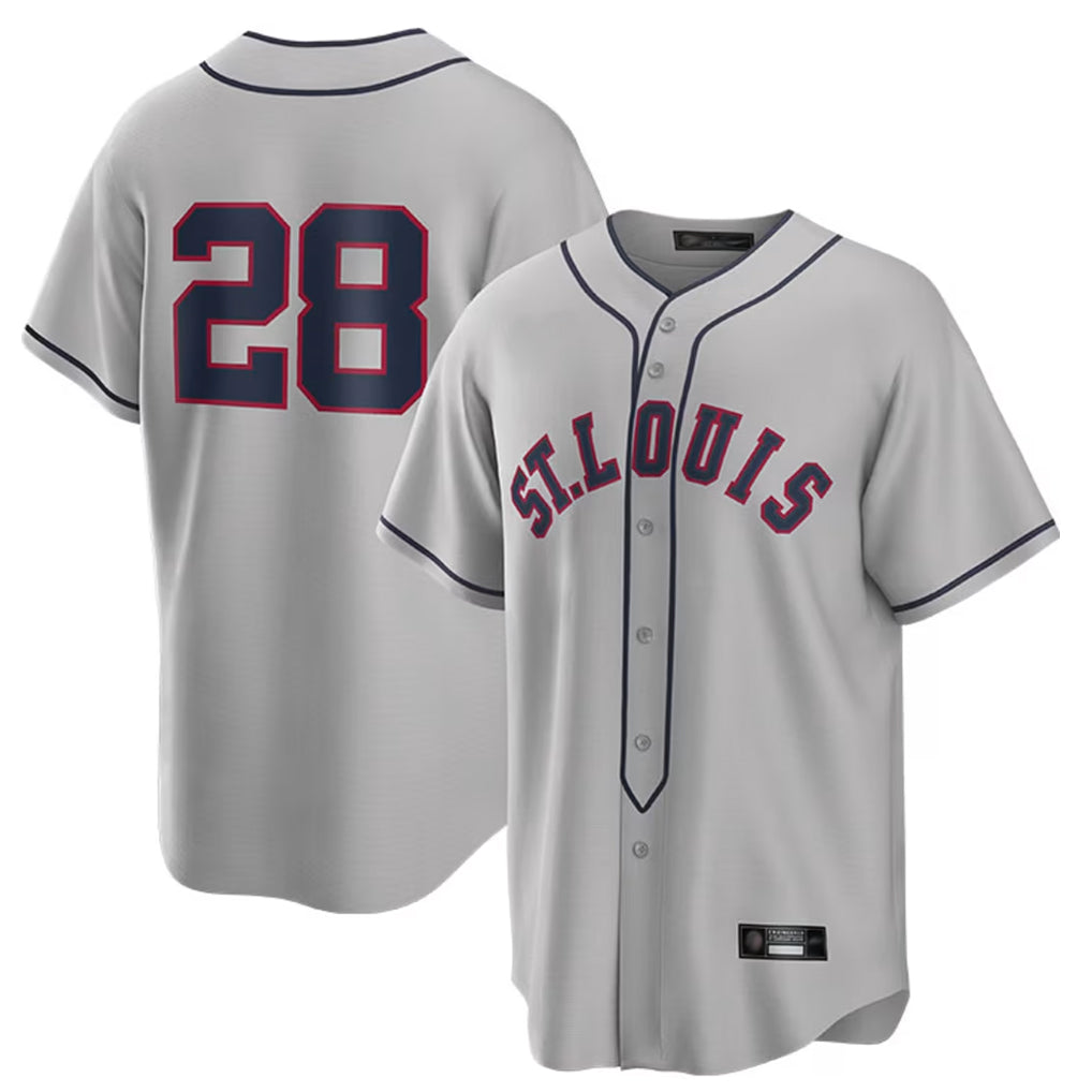 Silnrao St. Louis Cardinals #28 Nolan Arenado Player Gray Home Replica Stitched Jerseys