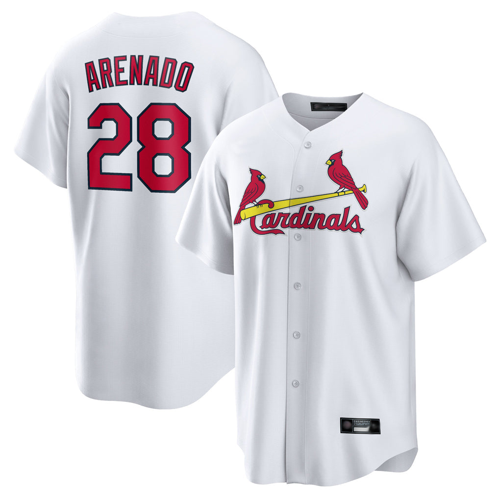 Silnrao St. Louis Cardinals #28 Nolan Arenado Player White Home Game Stitched Jerseys