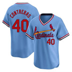 Silnrao St. Louis Cardinals #40 Willson Contreras Player Light Blue Throwback Cooperstown Collection Limited Stitched Jerseys