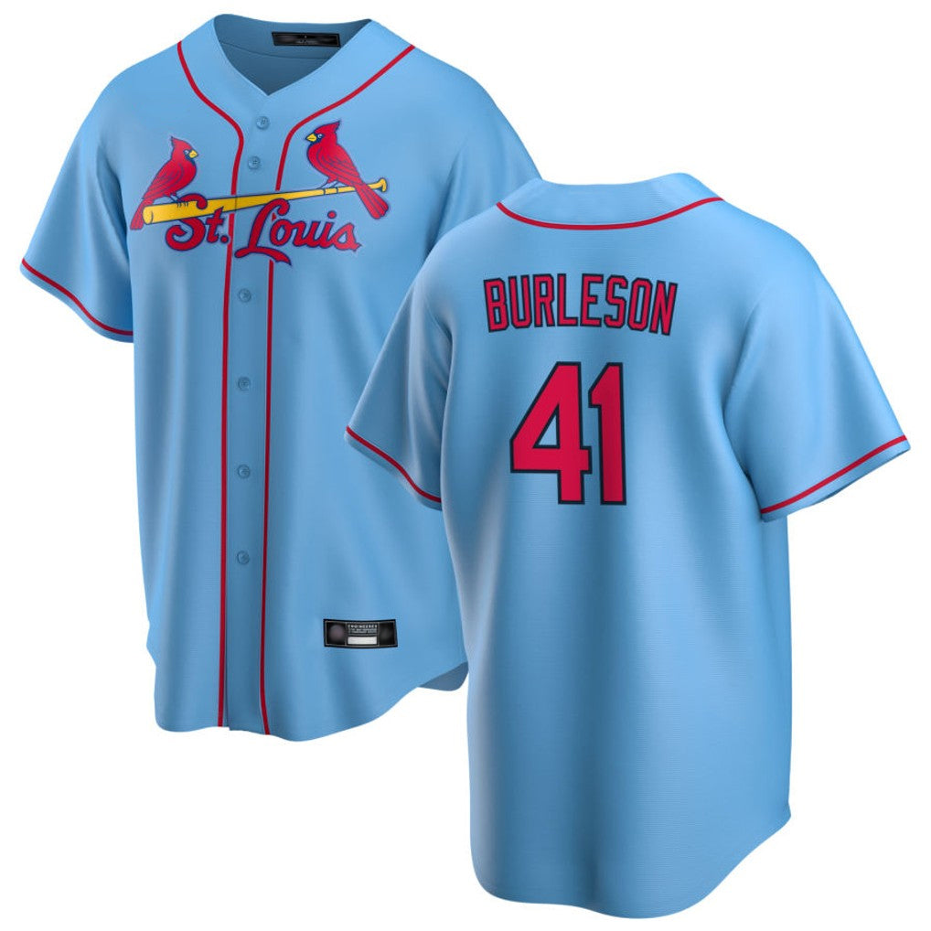 Silnrao St. Louis Cardinals #41 Alec Burlesona Player Light Blue Home Game Stitched Jerseys