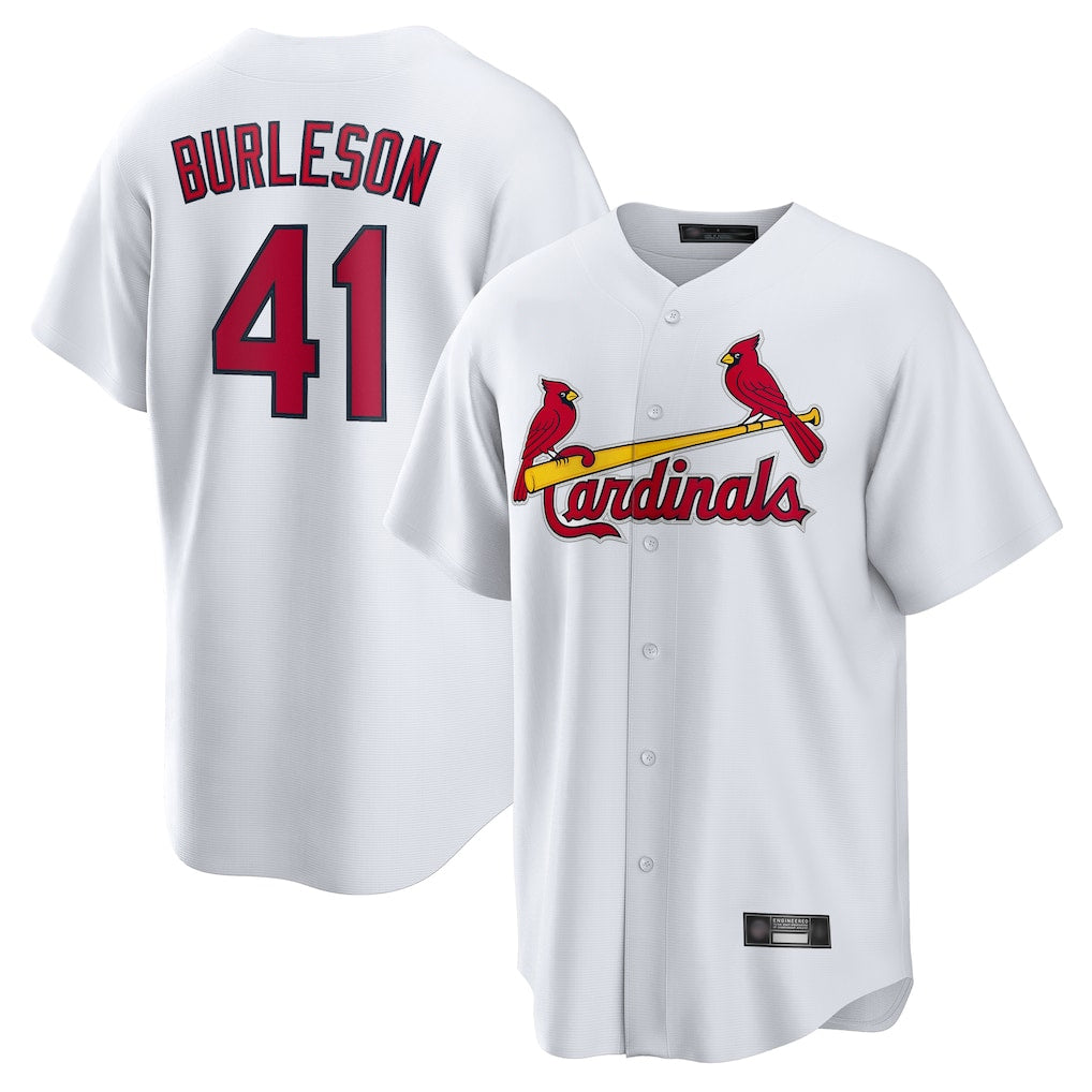 Silnrao St. Louis Cardinals #41 Alec Burlesona Player White Home Game Stitched Jerseys