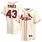 Silnrao St. Louis Cardinals #43 Pedro Pages Player Cream Home Game Stitched Jerseys
