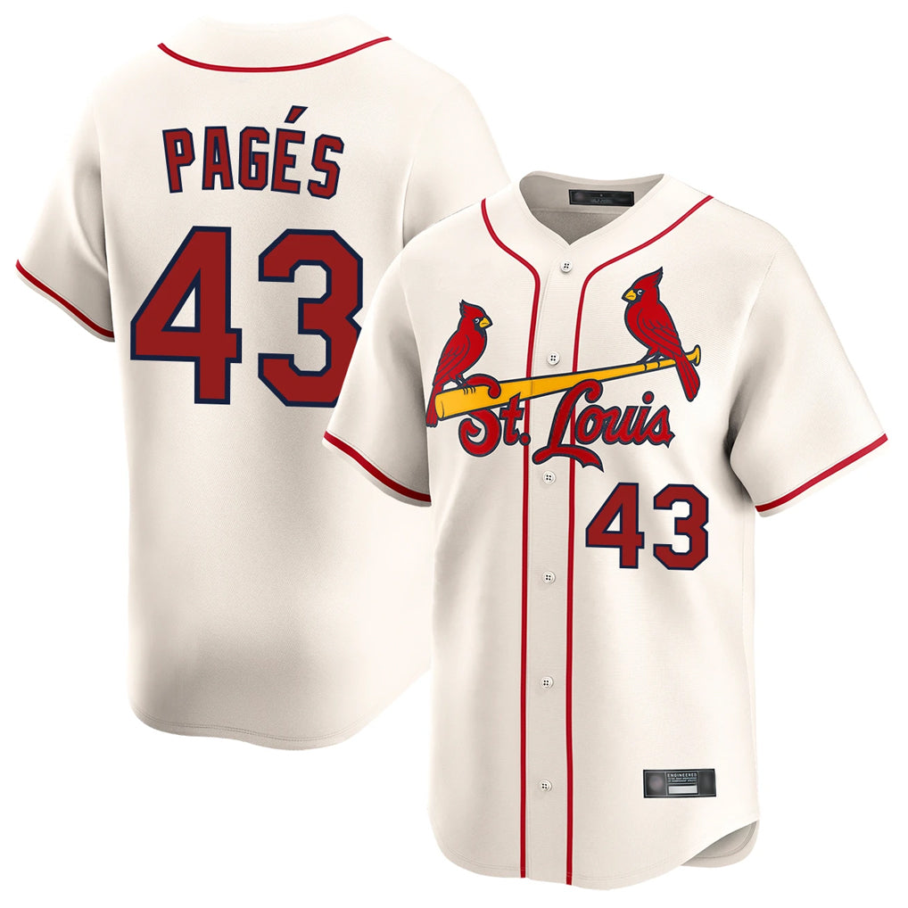 Silnrao St. Louis Cardinals #43 Pedro Pages Player Cream Home Limited Stitched Jerseys