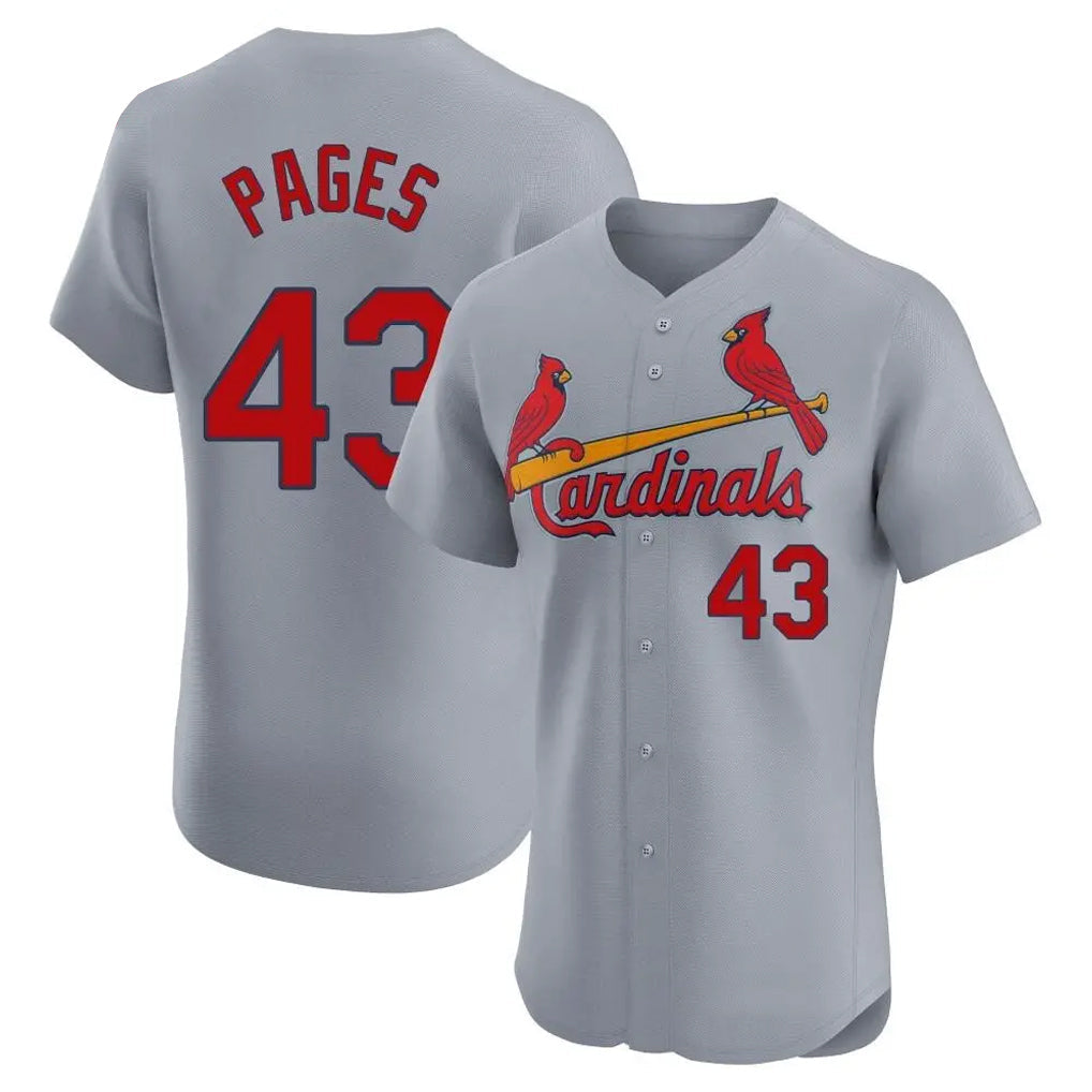 Silnrao St. Louis Cardinals #43 Pedro Pages Player Gray Home Limited Elite Stitched Jerseys