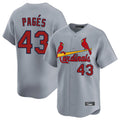 Silnrao St. Louis Cardinals #43 Pedro Pages Player Gray Home Limited Stitched Jerseys