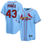 Silnrao St. Louis Cardinals #43 Pedro Pages Player Light Blue Home Game Stitched Jerseys