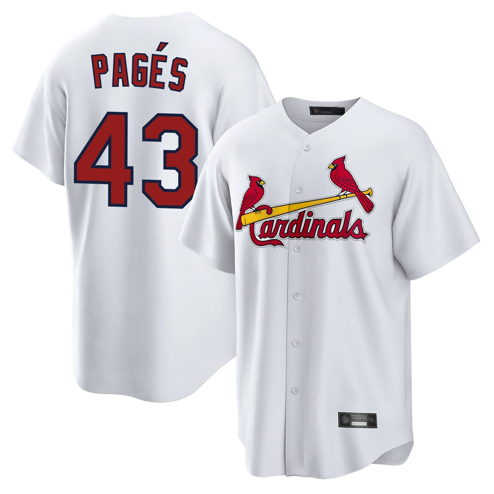 Silnrao St. Louis Cardinals #43 Pedro Pages Player White Home Game Stitched Jerseys