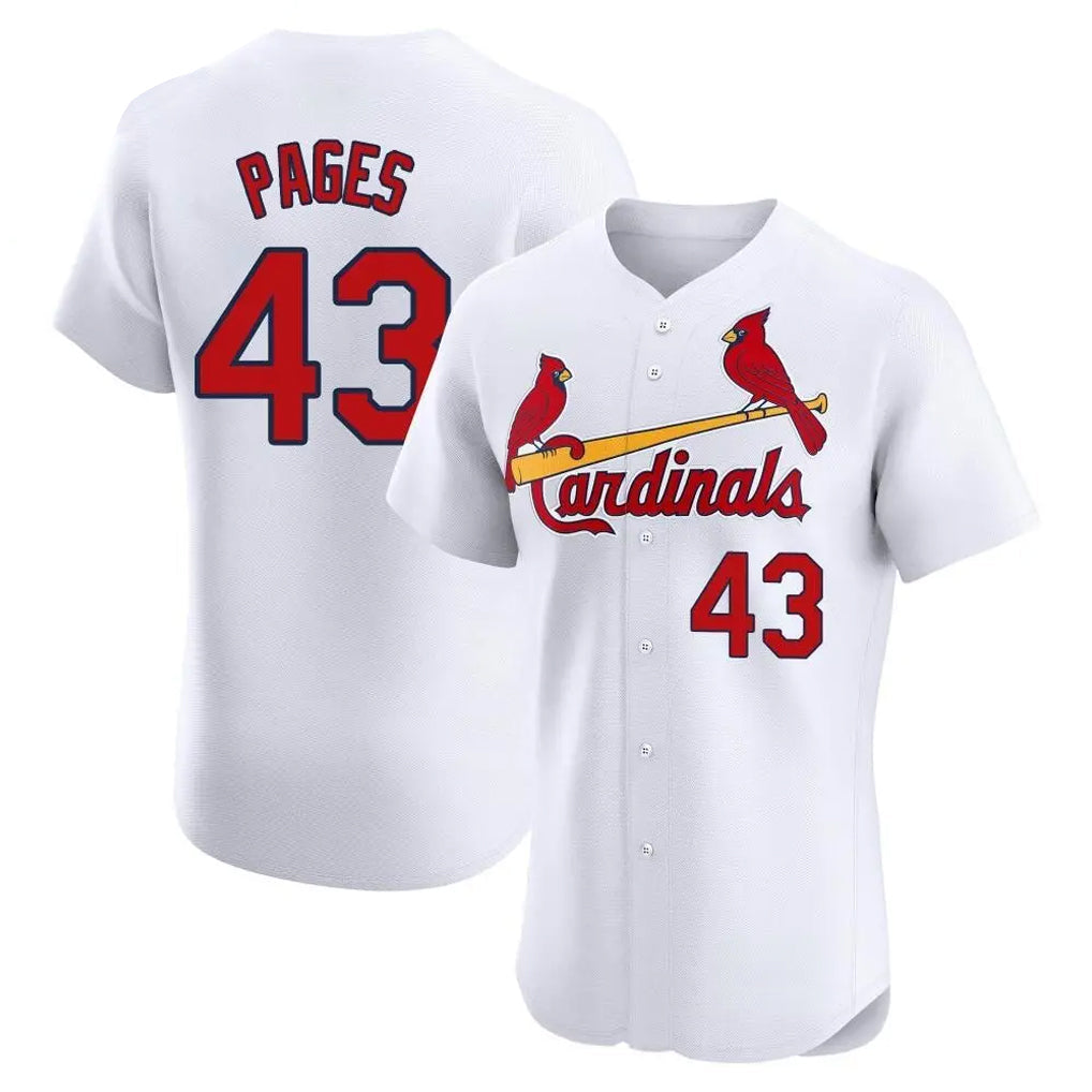 Silnrao St. Louis Cardinals #43 Pedro Pages Player White Home Limited Elite Stitched Jerseys