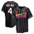 Silnrao St. Louis Cardinals #4 Yadier Molina Player Black Carbon Fashio Game Stitched Jerseys
