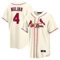 Silnrao St. Louis Cardinals #4 Yadier Molina Player Cream Home Game Stitched Jerseys