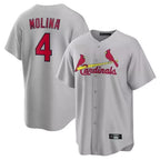 Silnrao St. Louis Cardinals #4 Yadier Molina Player Gray Home Game Stitched Jerseys