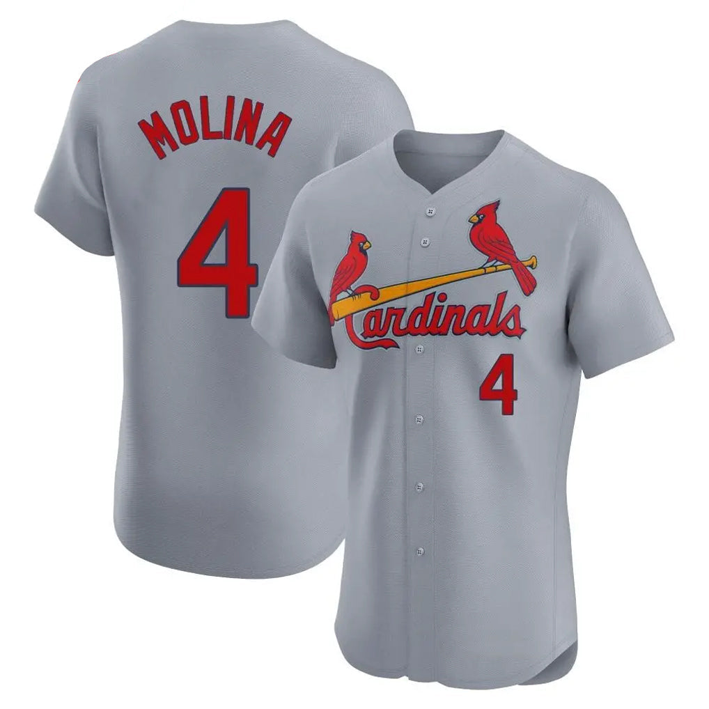 Silnrao St. Louis Cardinals #4 Yadier Molina Player Gray Home Limited Elite Stitched Jerseys