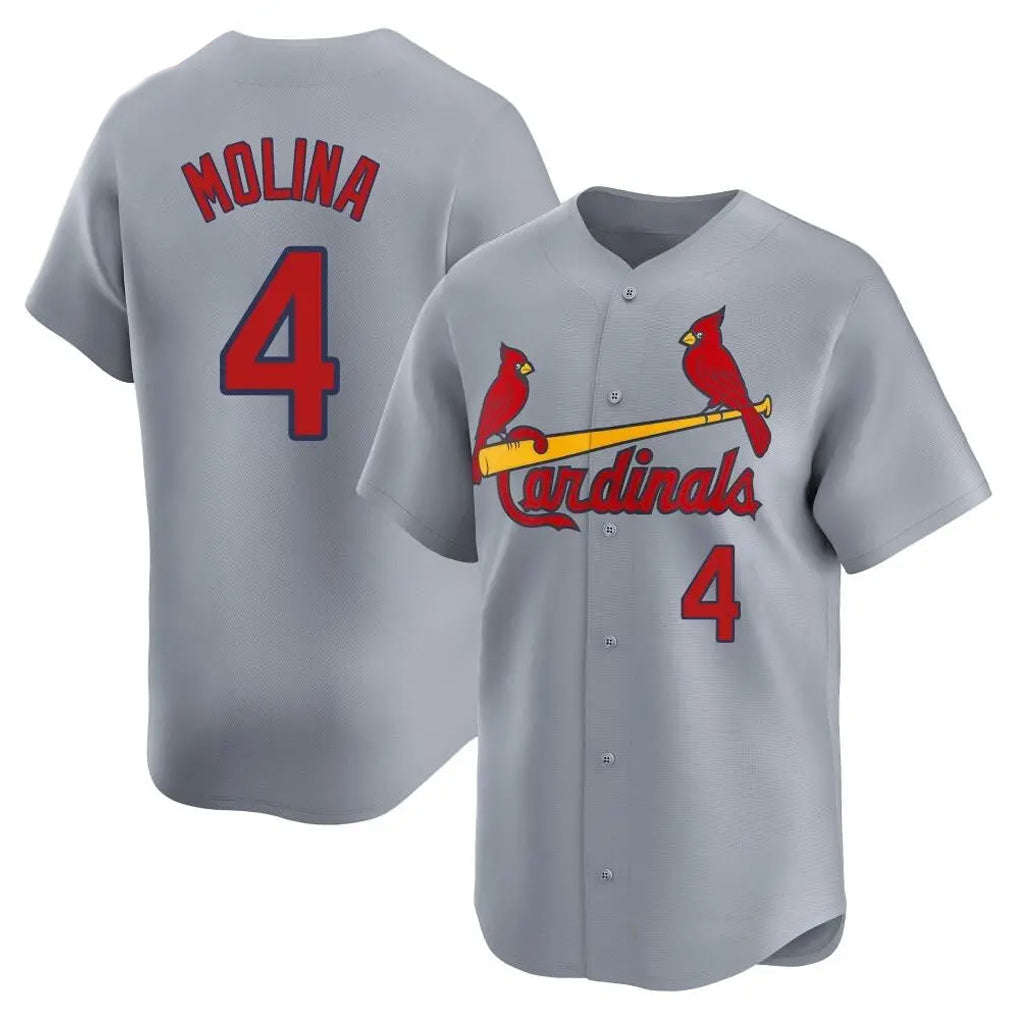 Silnrao St. Louis Cardinals #4 Yadier Molina Player Gray Home Limited Stitched Jerseys