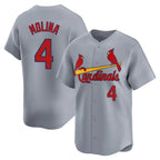 Silnrao St. Louis Cardinals #4 Yadier Molina Player Gray Home Limited Stitched Jerseys