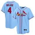 Silnrao St. Louis Cardinals #4 Yadier Molina Player Light Blue Home Game Stitched Jerseys