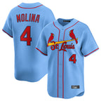 Silnrao St. Louis Cardinals #4 Yadier Molina Player Light Blue Home Limited Stitched Jerseys