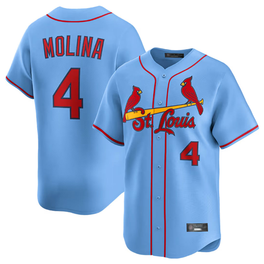 Silnrao St. Louis Cardinals #4 Yadier Molina Player Light Blue Home Limited Stitched Jerseys