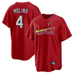 Silnrao St. Louis Cardinals #4 Yadier Molina Player Red Home Game Stitched Jerseys