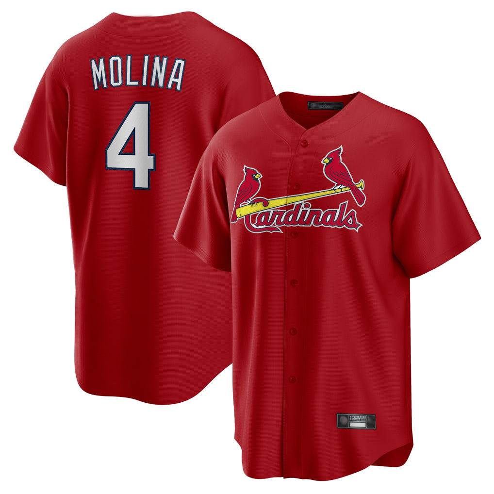 Silnrao St. Louis Cardinals #4 Yadier Molina Player Red Home Game Stitched Jerseys
