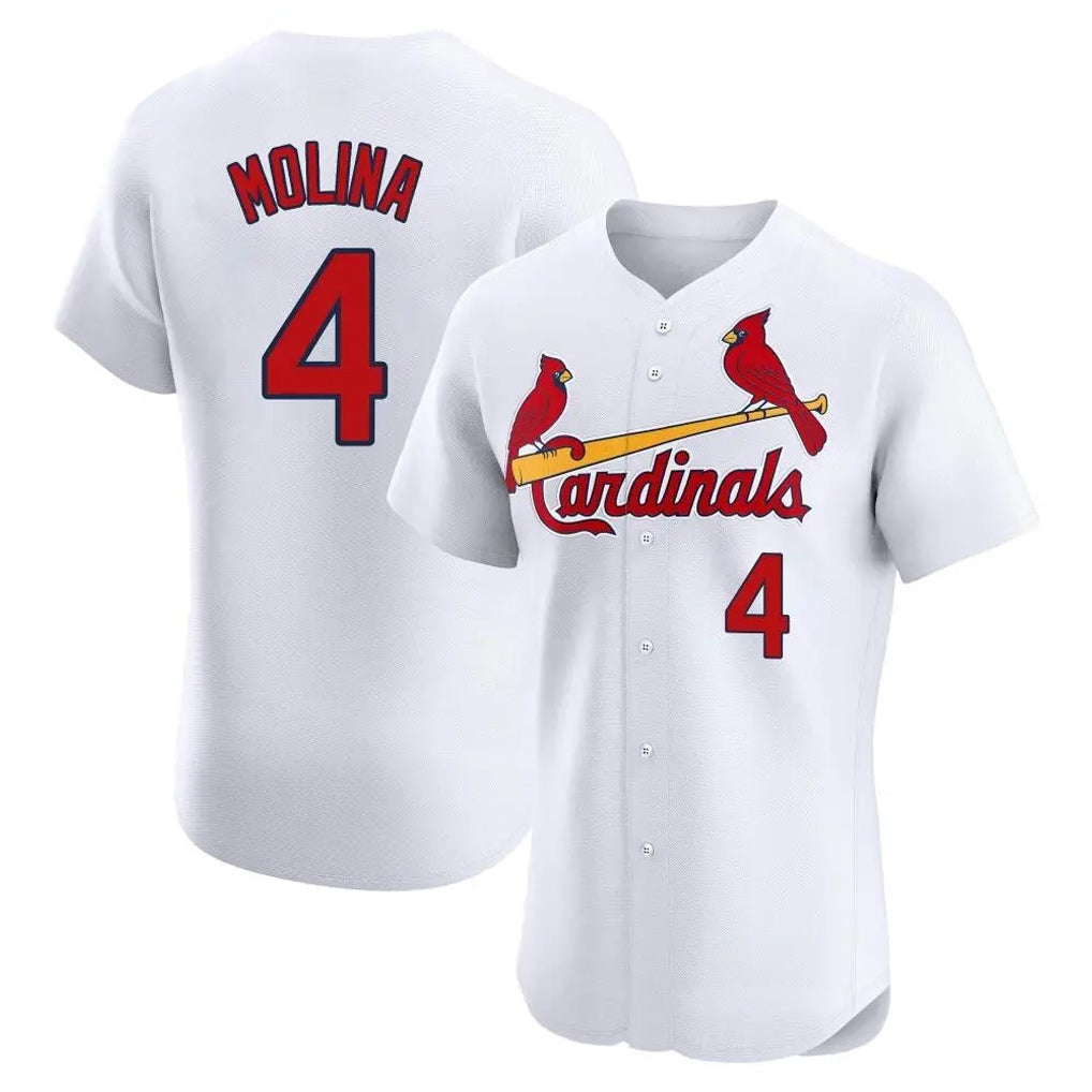 Silnrao St. Louis Cardinals #4 Yadier Molina Player White Home Limited Elite Stitched Jerseys
