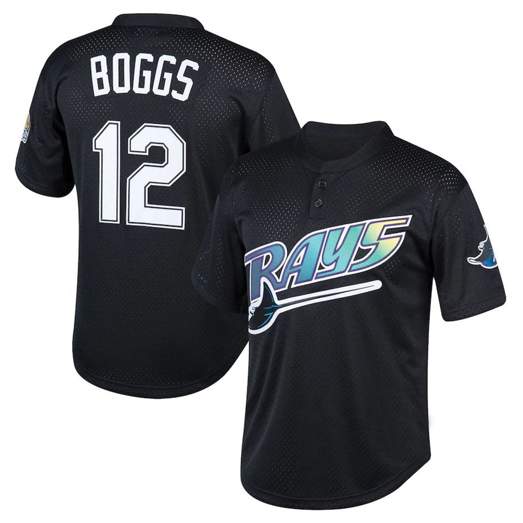 Silnrao T.Bay Rays #12 Wade Boggs Player Black Mitchell & Ness Cooperstown Collection Mesh Batting Practice Stitched Jerseys
