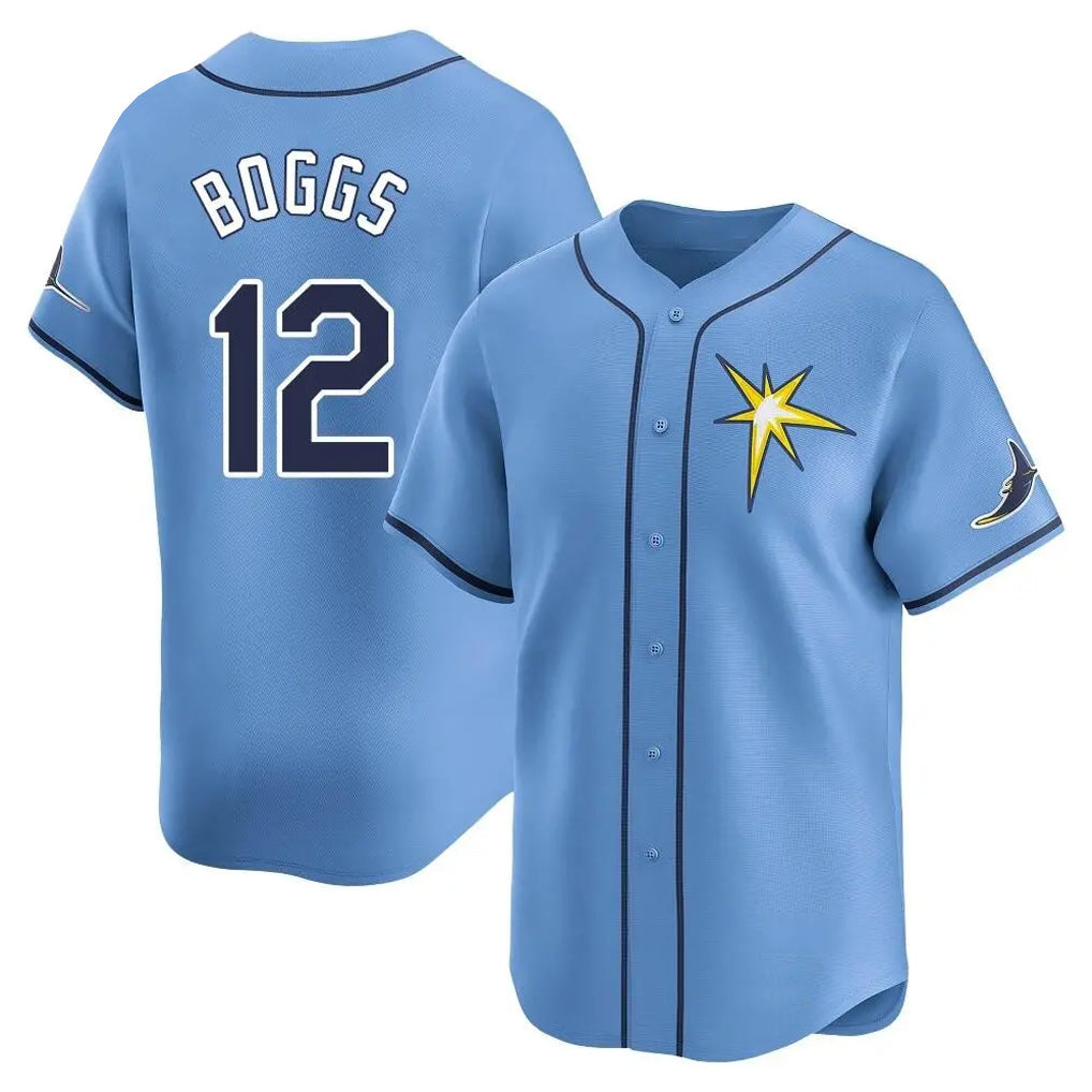 Silnrao T.Bay Rays #12 Wade Boggs Player Light Blue Home Limited Stitched Jerseys