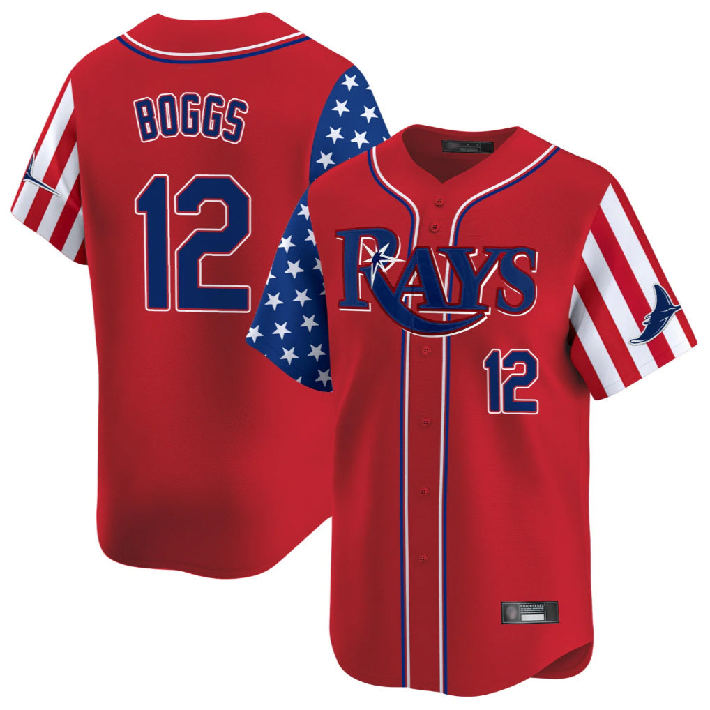 Silnrao T.Bay Rays #12 Wade Boggs Player Red 2025 Independence Day Vapor Premier Limited Stitched Jerseys