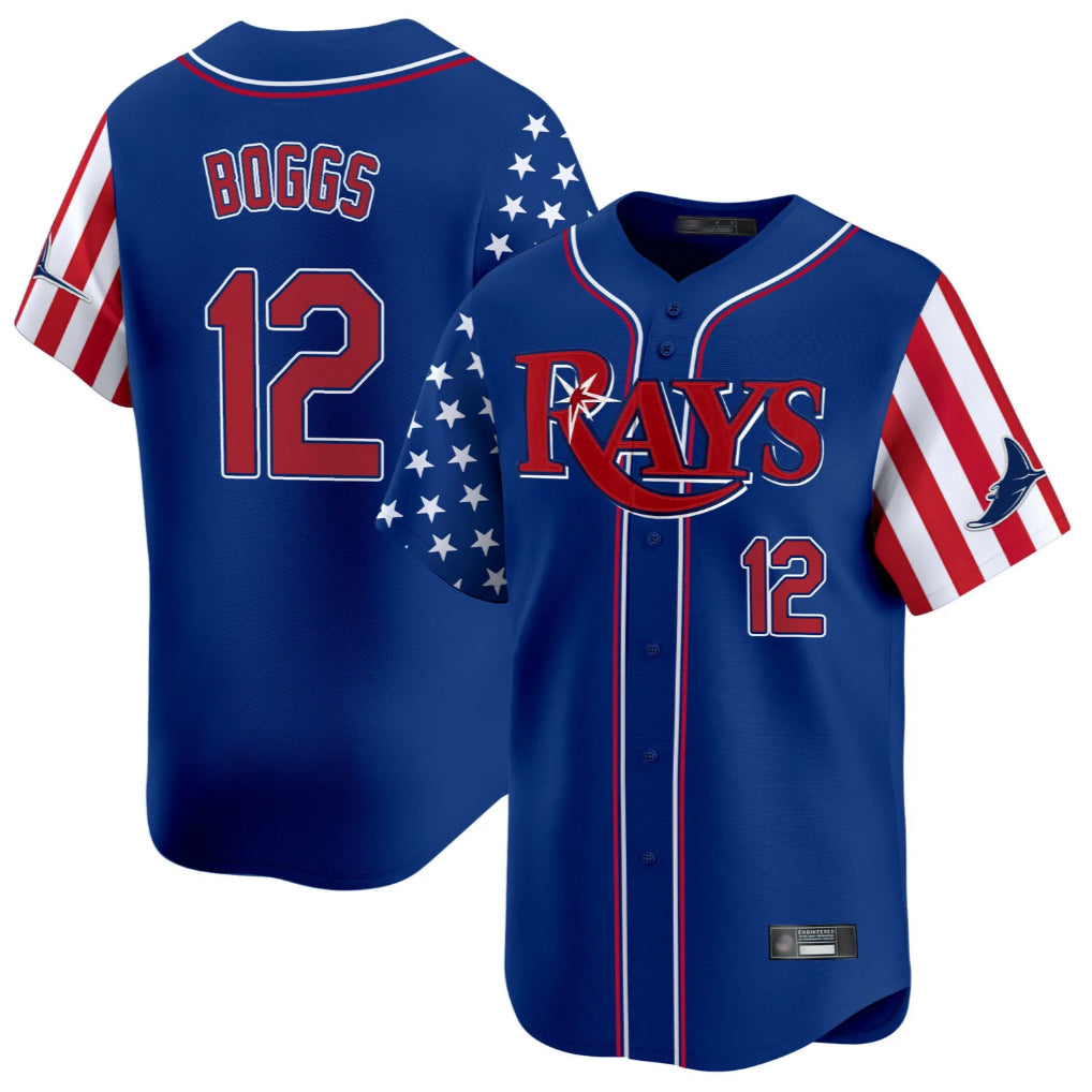 Silnrao T.Bay Rays #12 Wade Boggs Player Royal 2025 Independence Day Vapor Premier Limited Stitched Jerseys