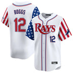 Silnrao T.Bay Rays #12 Wade Boggs Player White 2025 Independence Day Vapor Premier Limited Stitched Jerseys