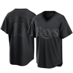 Silnrao T.Bay Rays #13 Junior Caminero Player Black Home Game Stitched Jerseys