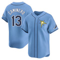 Silnrao T.Bay Rays #13 Junior Caminero Player Light Blue Home Limited Stitched Jerseys