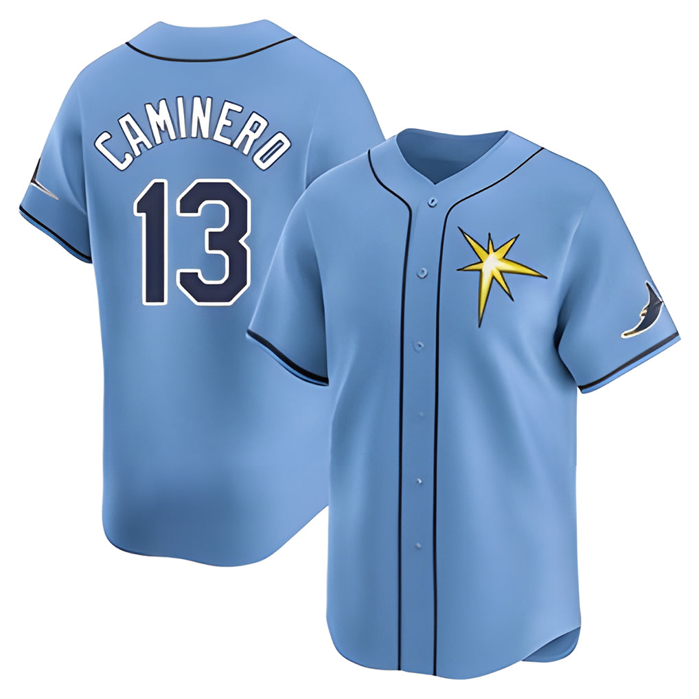 Silnrao T.Bay Rays #13 Junior Caminero Player Light Blue Home Limited Stitched Jerseys