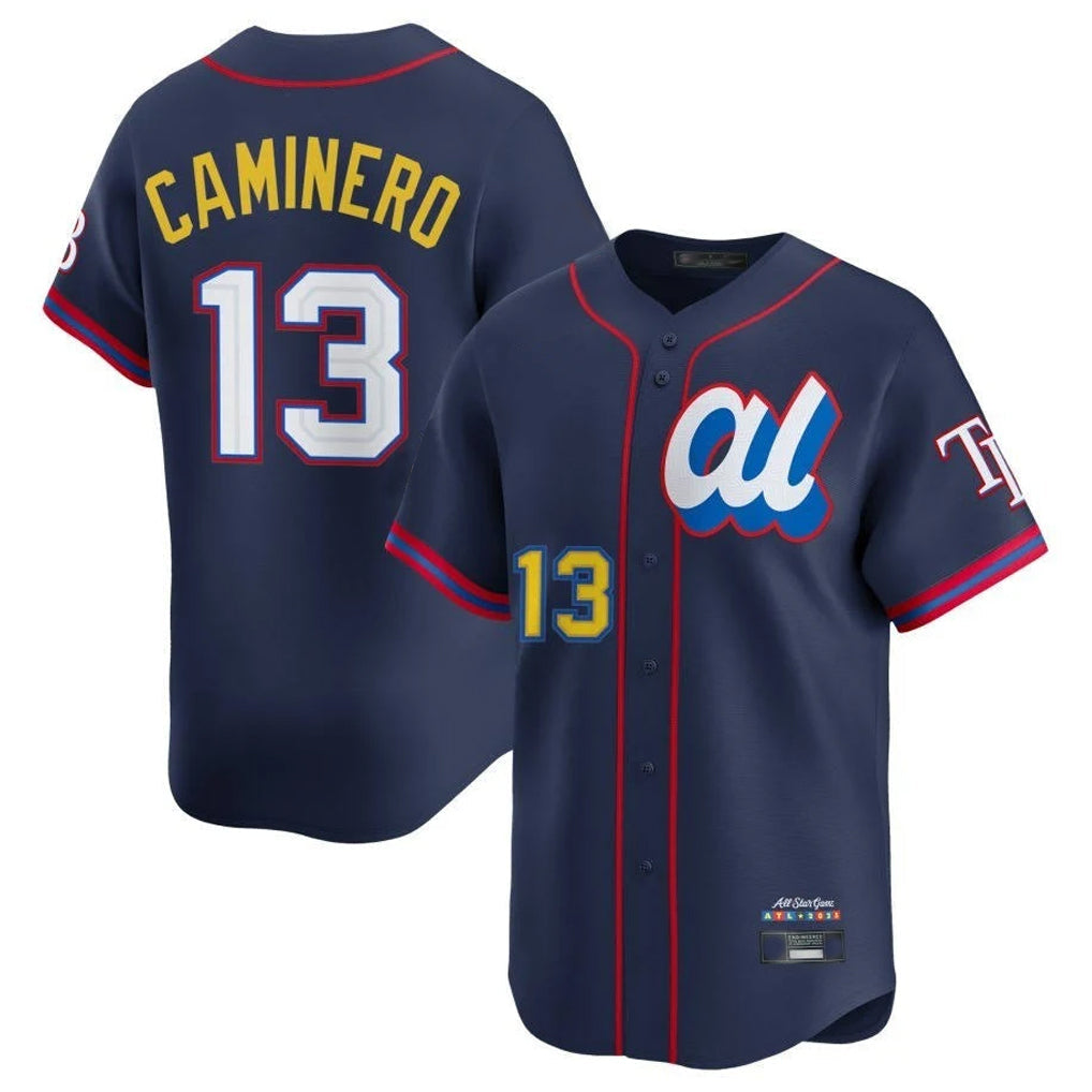 Silnrao T.Bay Rays #13 Junior Caminero Player Navy All-star Limited Stitched Jersey
