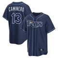 Silnrao T.Bay Rays #13 Junior Caminero Player Navy Home Limited Stitched Jerseys